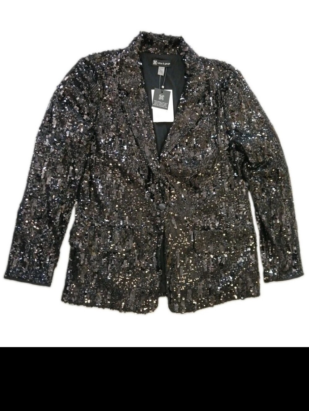Cable & Gage Size S Blazer Jacket Black Sequins - Picture 4 of 8